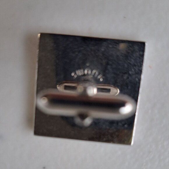 VTG Swank Silver-Tone Square Cufflinks Abstract Silhouettes 1" Men Formal Career - Picture 2 of 6